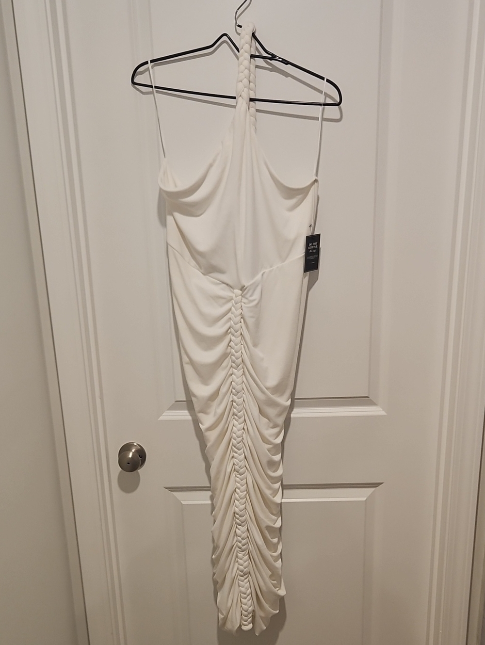 JLUXLABEL White One-Shoulder Ruched Maxi Dress